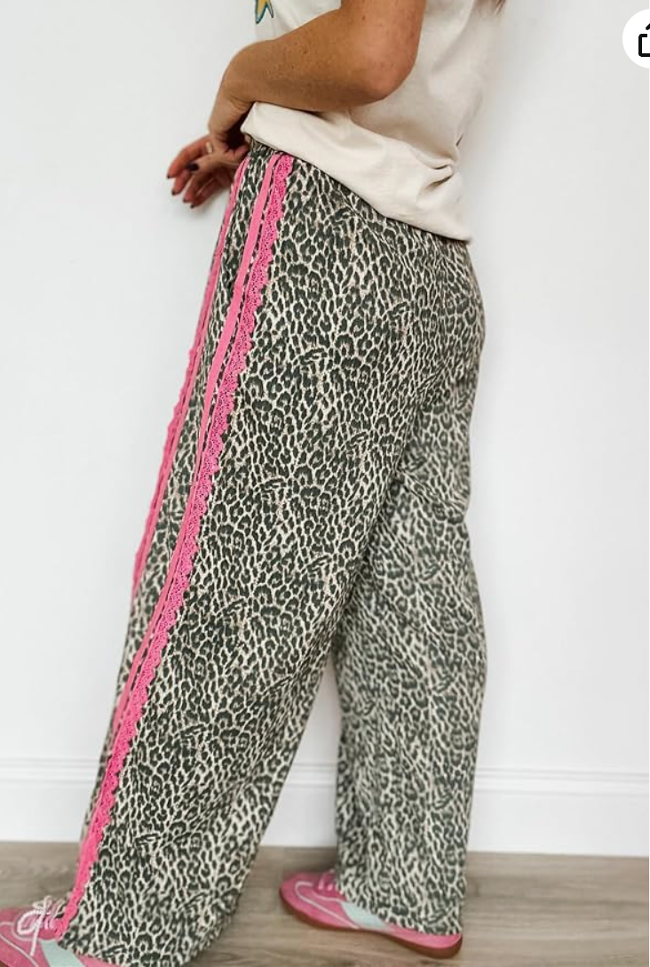 Pretty Fierce Pink Contrast Lace Pants - P194PK