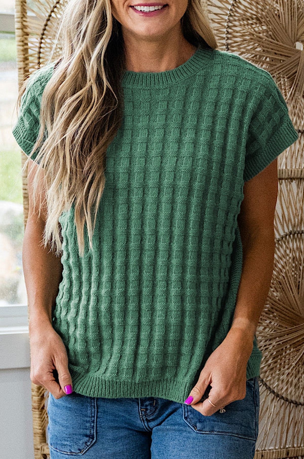 Signature Knit Moss Textured Sweater - T181MO