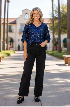 Dressed To Dazzle Navy Top - LW048NV