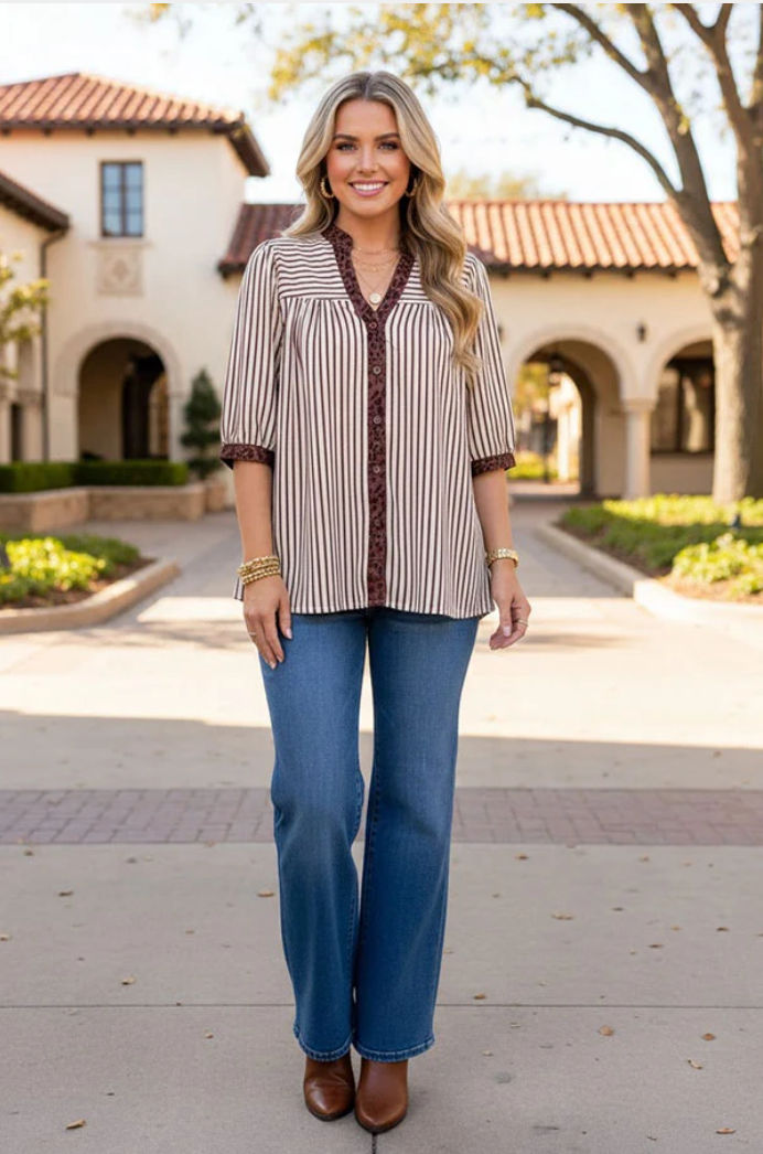 Worth The Stripe Top - LW037BR