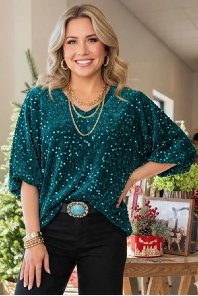 Dressed To Dazzle Emerald Top - LW046EG