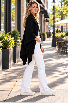 Warm And Toasty Black Cardigan - YF032BK