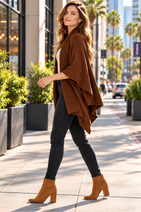 Warm And Toasty Brown Cardigan - YF033BR