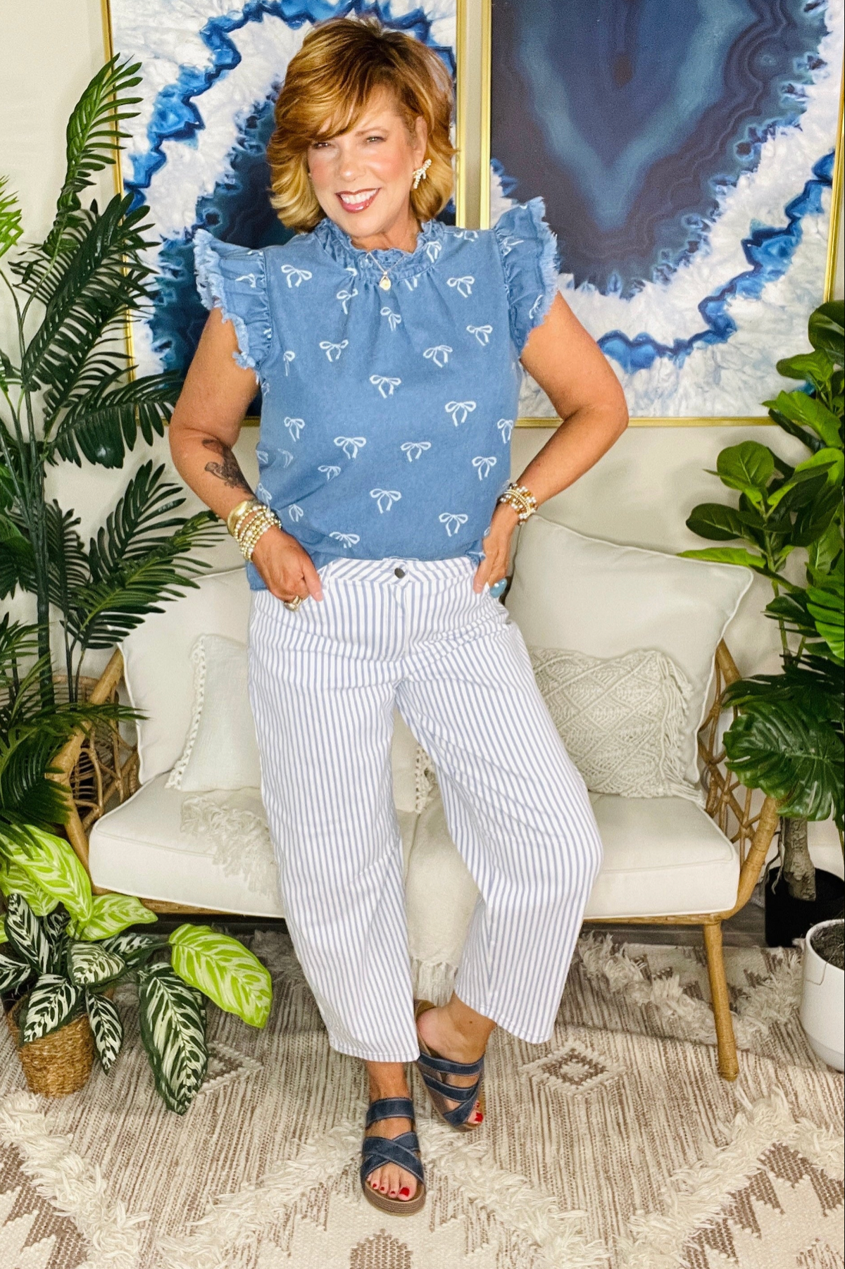 Just Feels Right Stripe Barrel Jeans - J120DN
