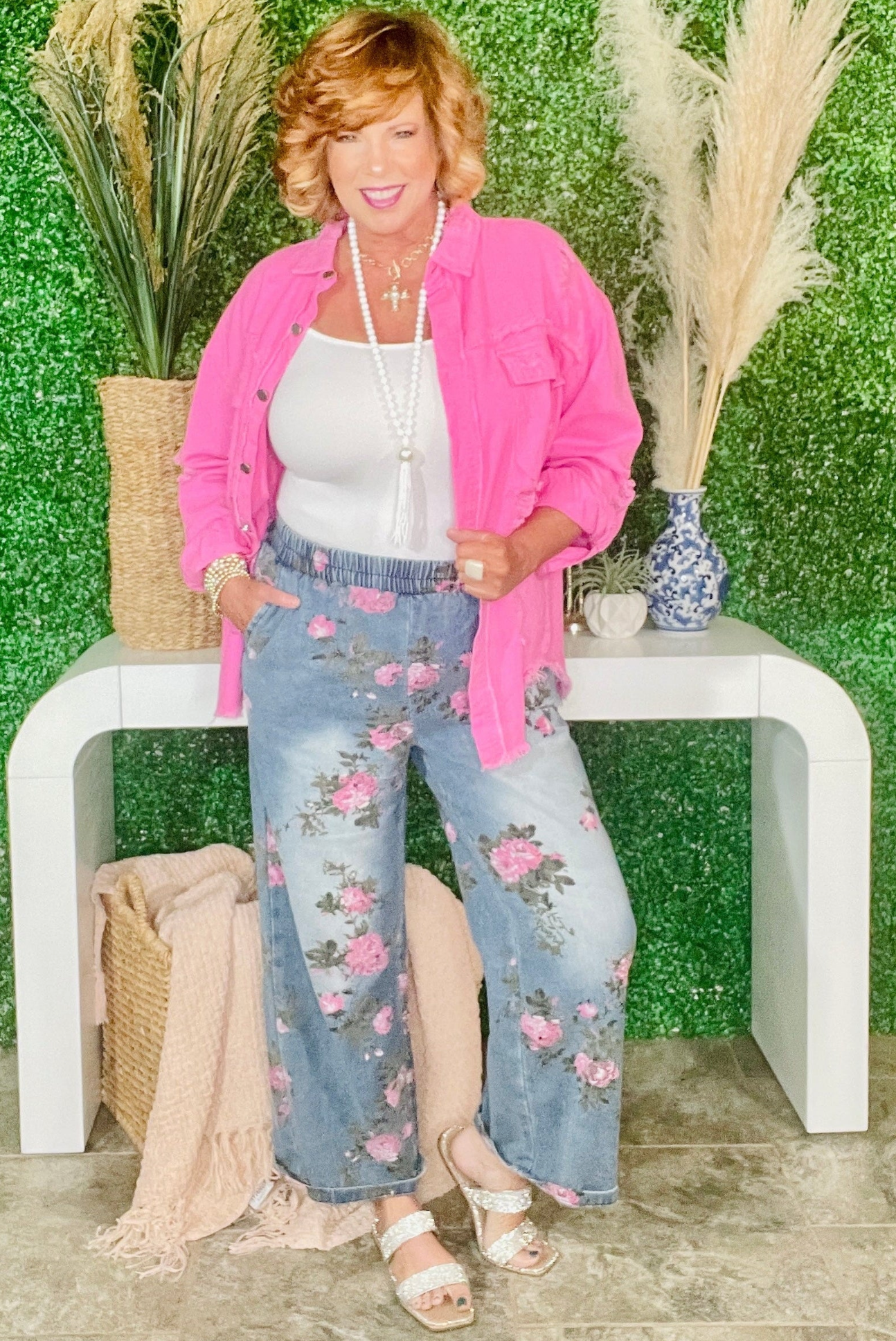 Morning Stroll Floral Print Jeans - J123FL