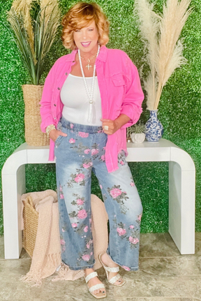 Morning Stroll Floral Print Jeans - J123FL