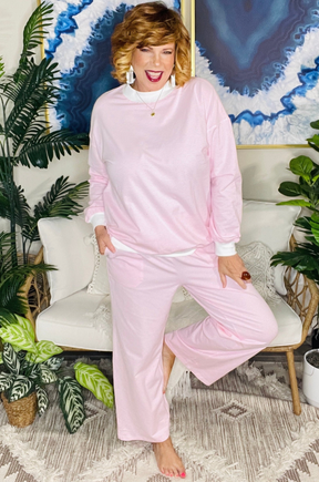 Weekend Brunch Stripe Top And Pant Set - SET129PK