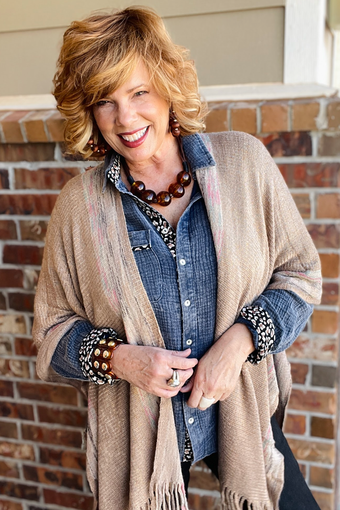 Brown Chunky Resin Bead Necklace - N080BR