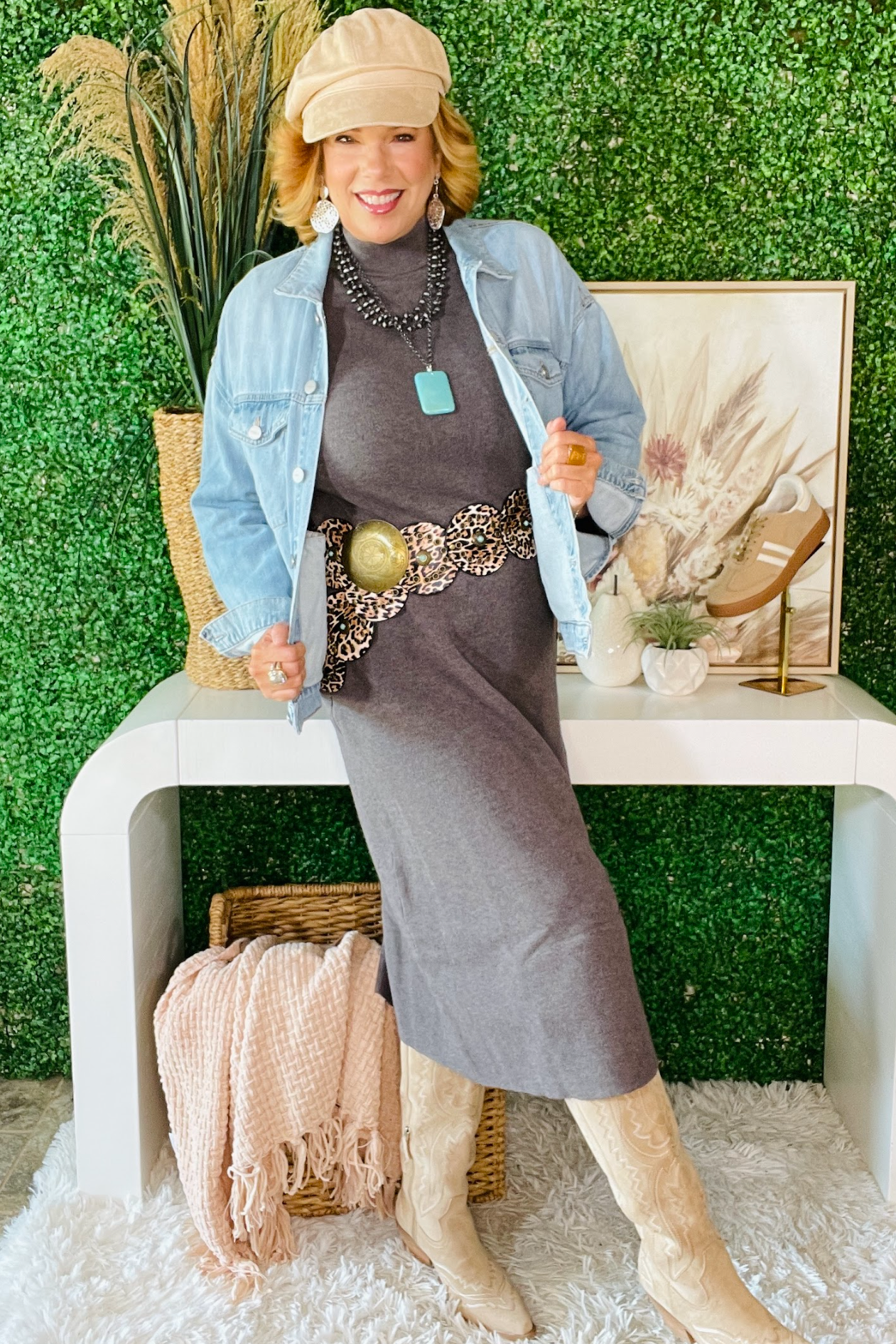 Navajo Beads With Large Turquoise Rectangle Pendant - N031TU