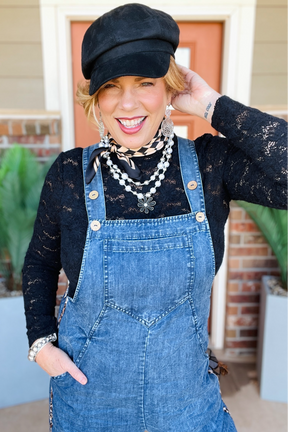 Pearl Beaded Flower Pendant Necklace - N087SI