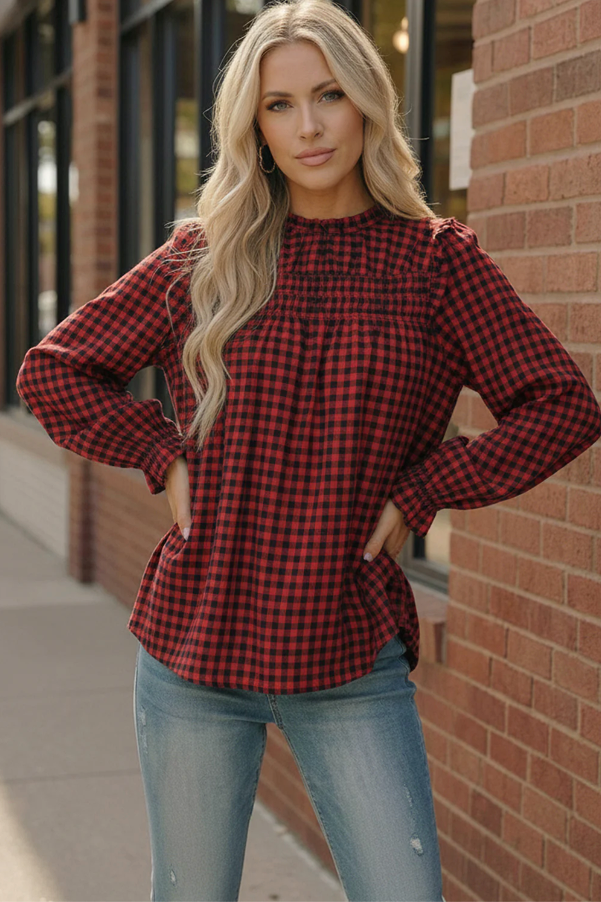 Wildwood Check Red Smock
