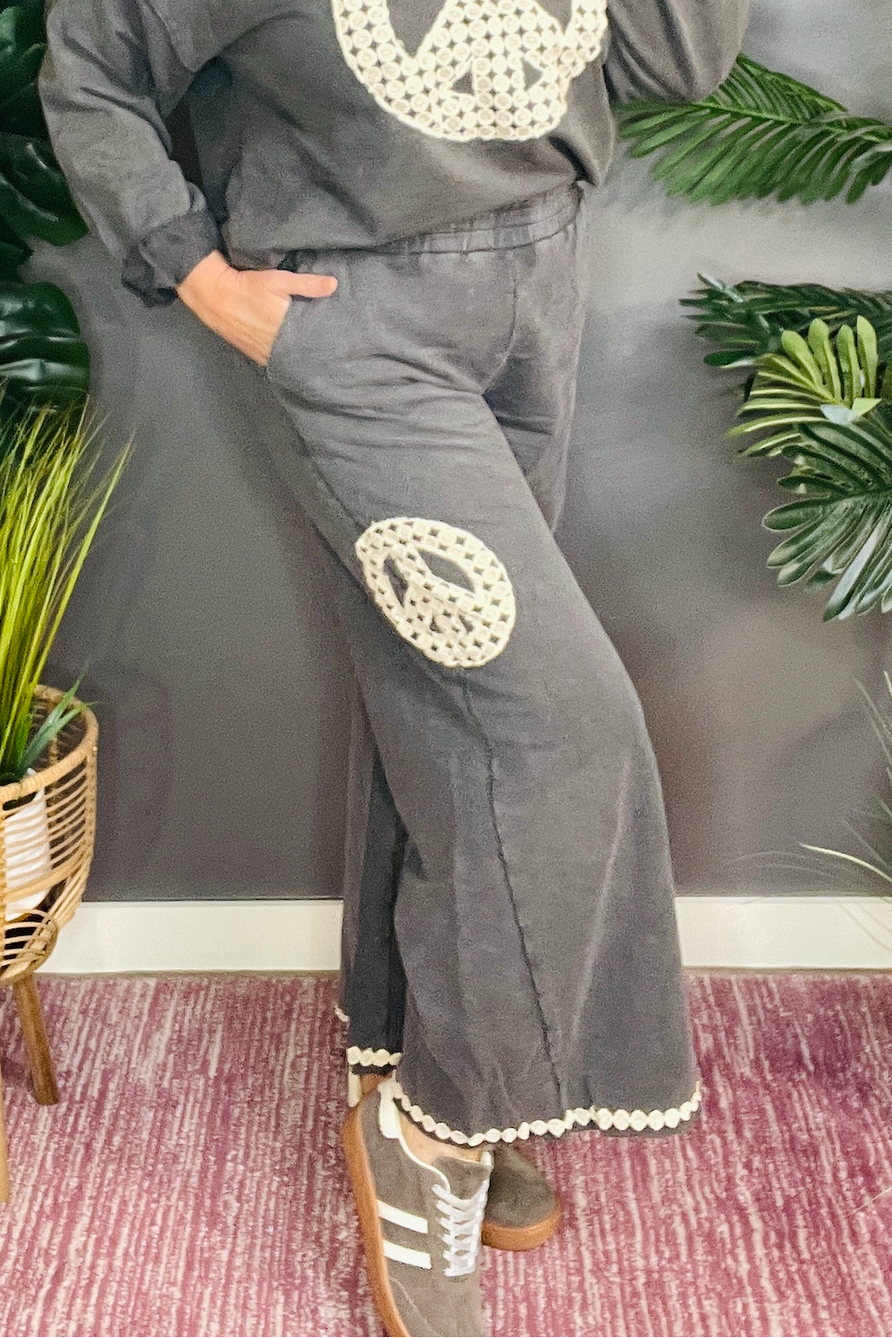 Peace All Around Charcoal Pants - P036CG