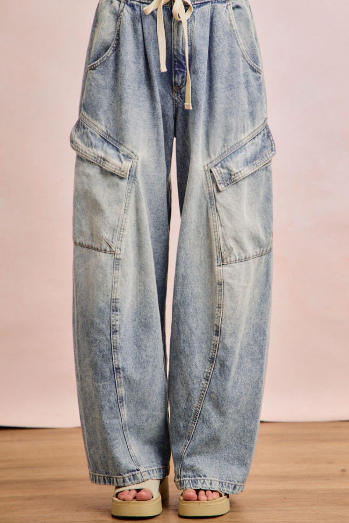 Hollis Baggy Barrel Jeans With Cargo Pockets - J093DN
