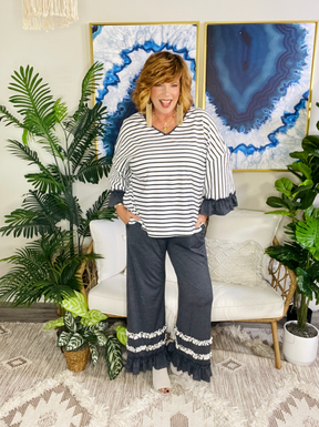 Ruffle Me Cozy Top And Pant Set (2 Colors)