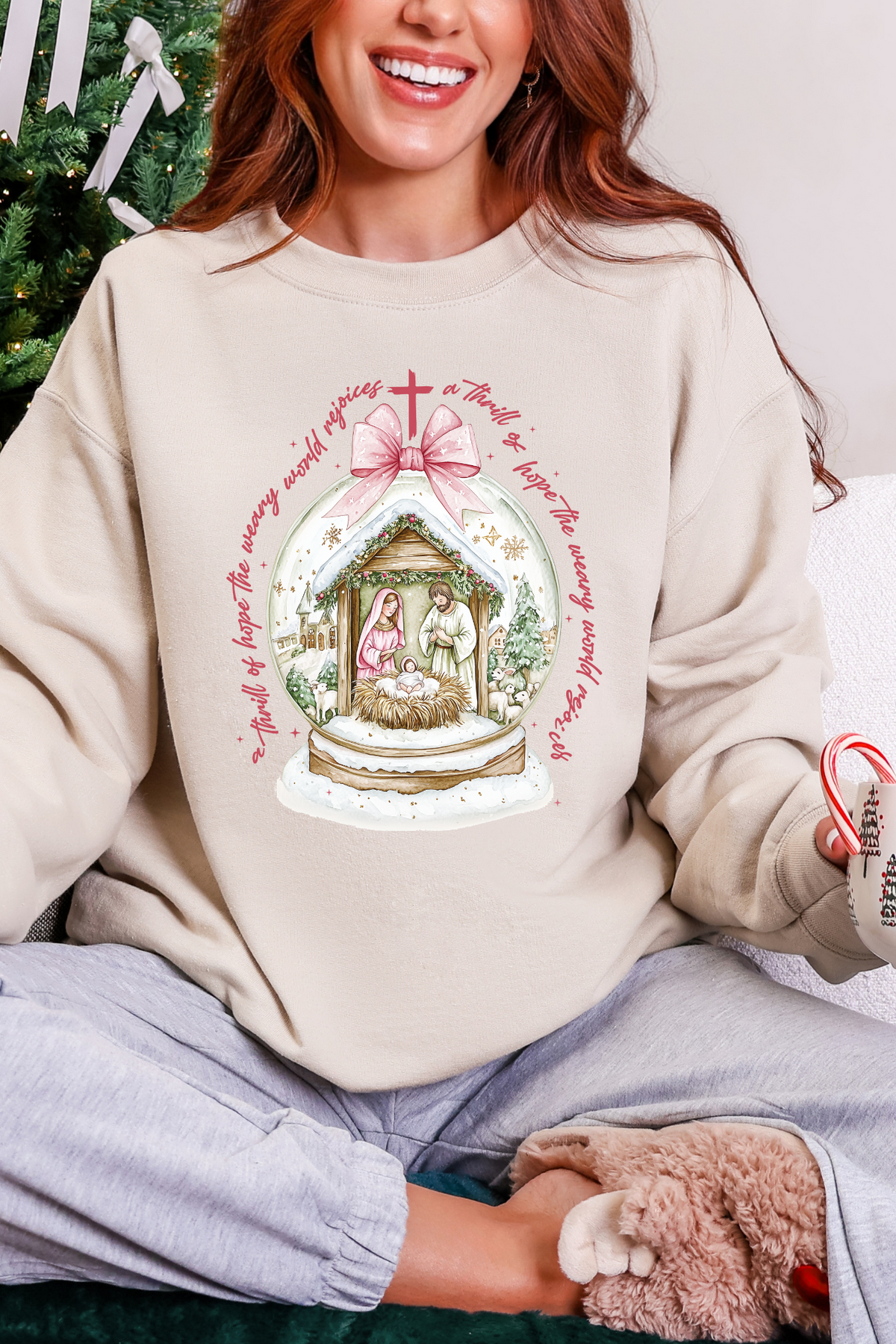 Holy Night Snow Globe Graphic Tee and Sweatshirt
