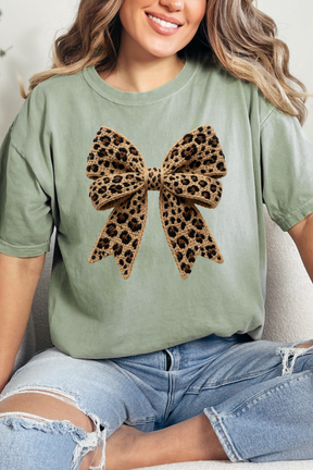 Leopard Bow in Stitches Graphic Tee