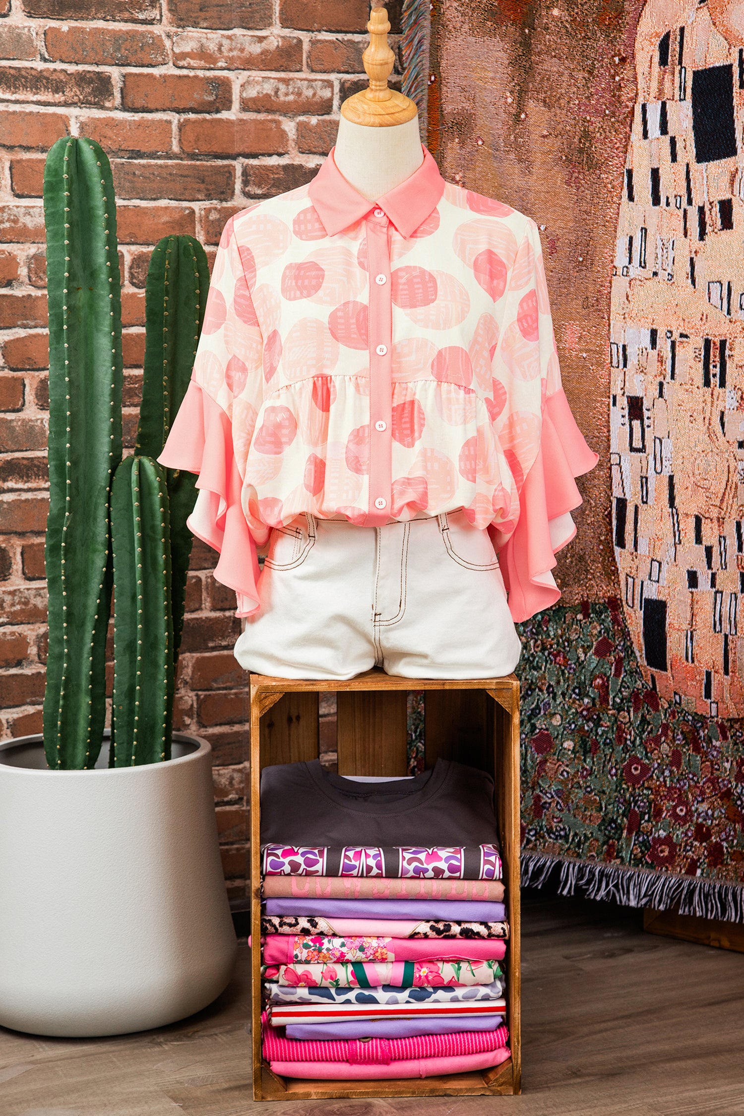 Glamour Girl Pink Polka Dot Top