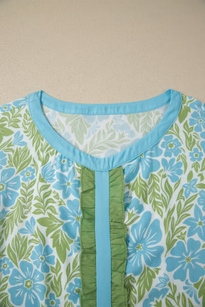 Made You Look Sky Blue Floral Print Top