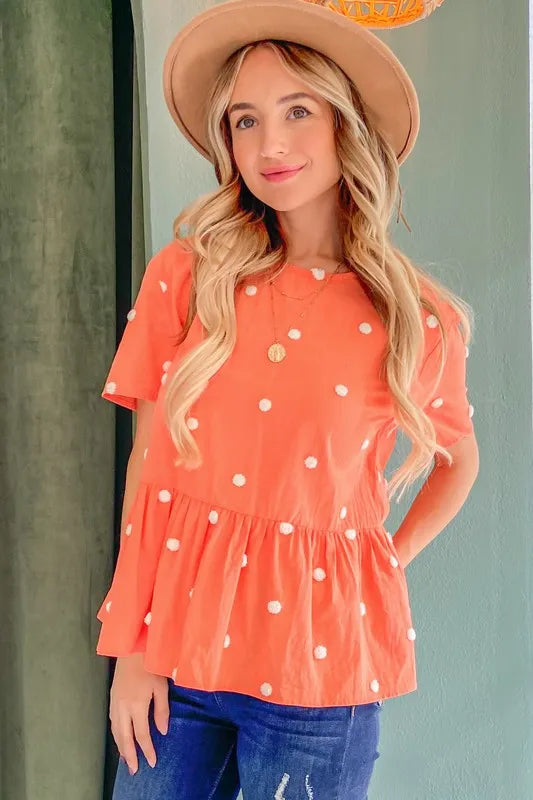 Pom Pom Perfect Polka Dots Top - T11355CO