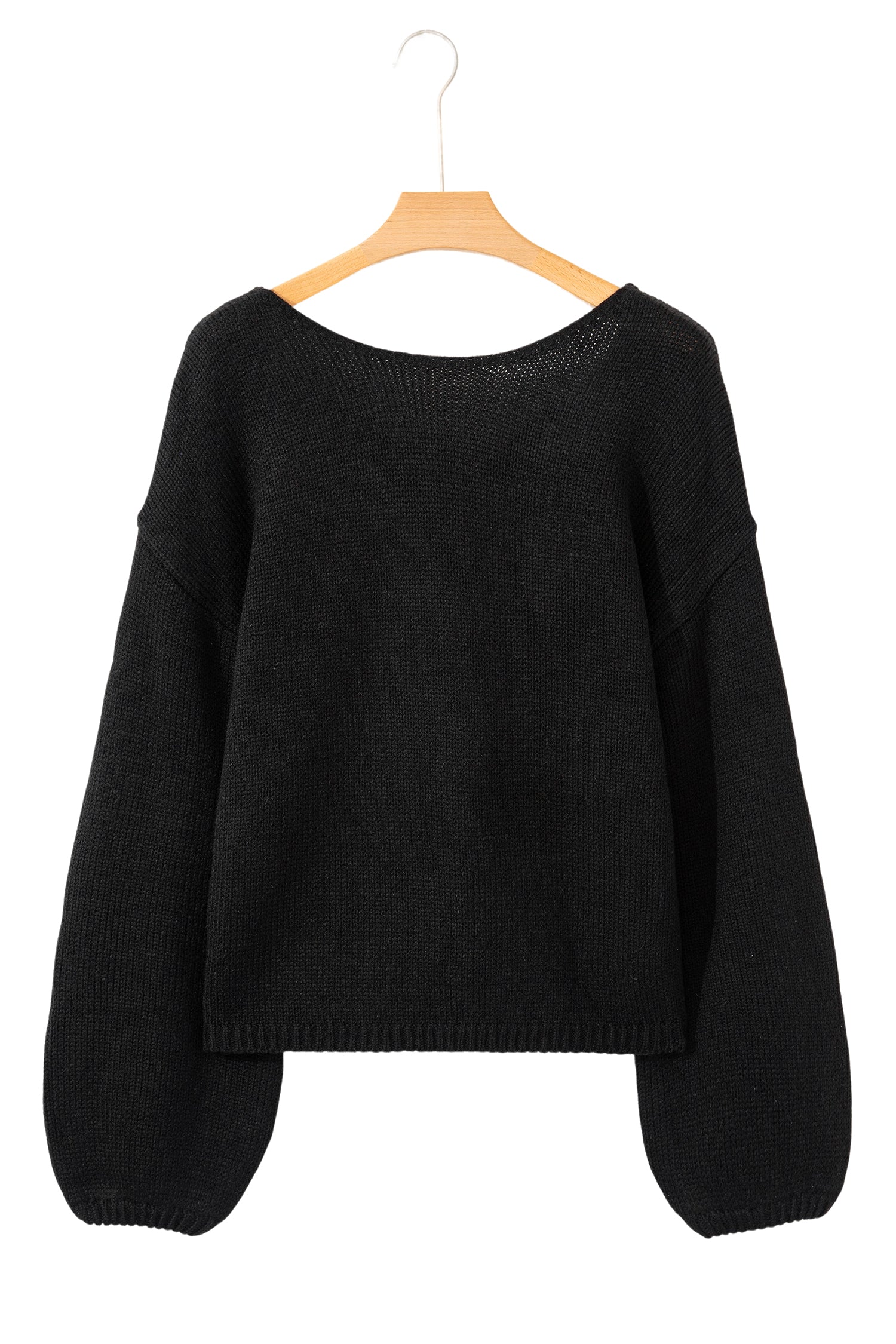 Bow Bella - Black Bow Backless Bubble Sleeve Sweater