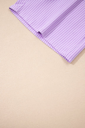 Let's Do This Purple Stripe Top And Shorts Set