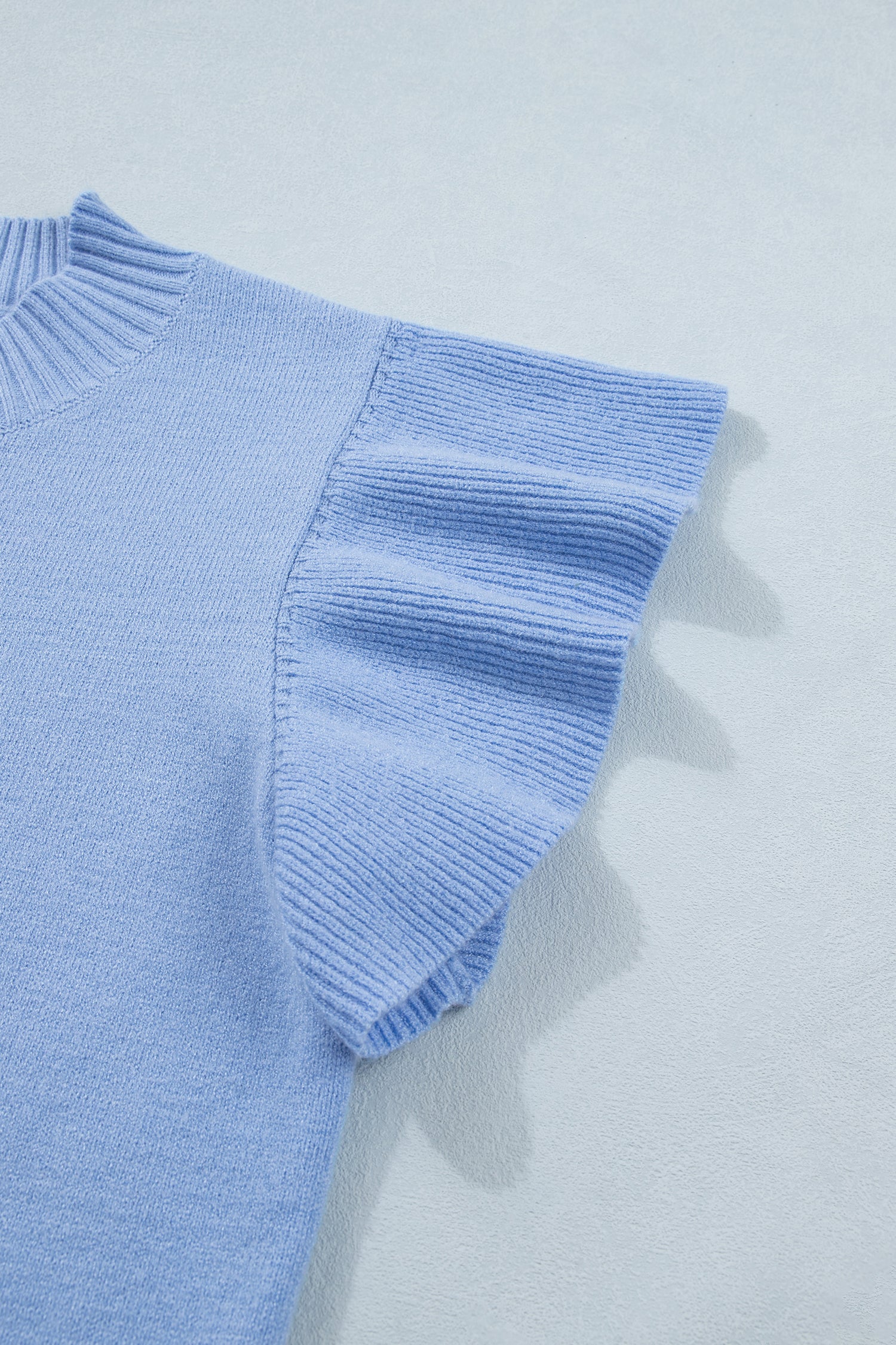Daily Classic Blue Ruffle Sleeve Top