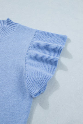 Daily Classic Blue Ruffle Sleeve Top