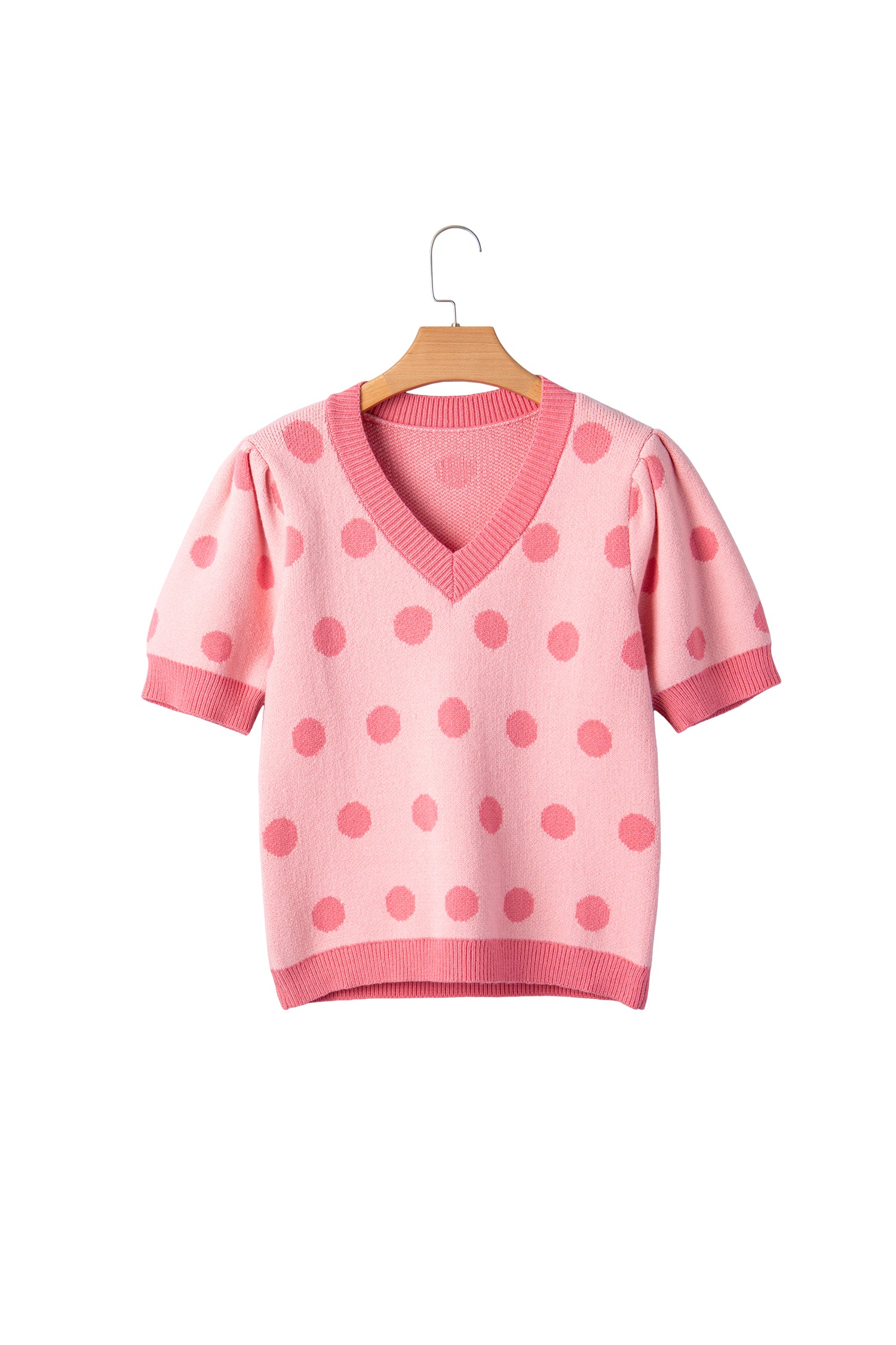 Haute Spot Rose Red Polka Dot Sweater Top