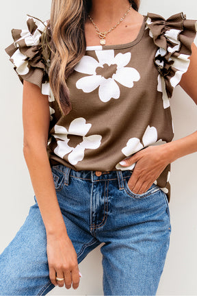 Let it Blossom Floral Ruffled Sleeve Top