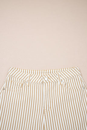 Just Feels Right Khaki Stripe Casual Barrel Jeans