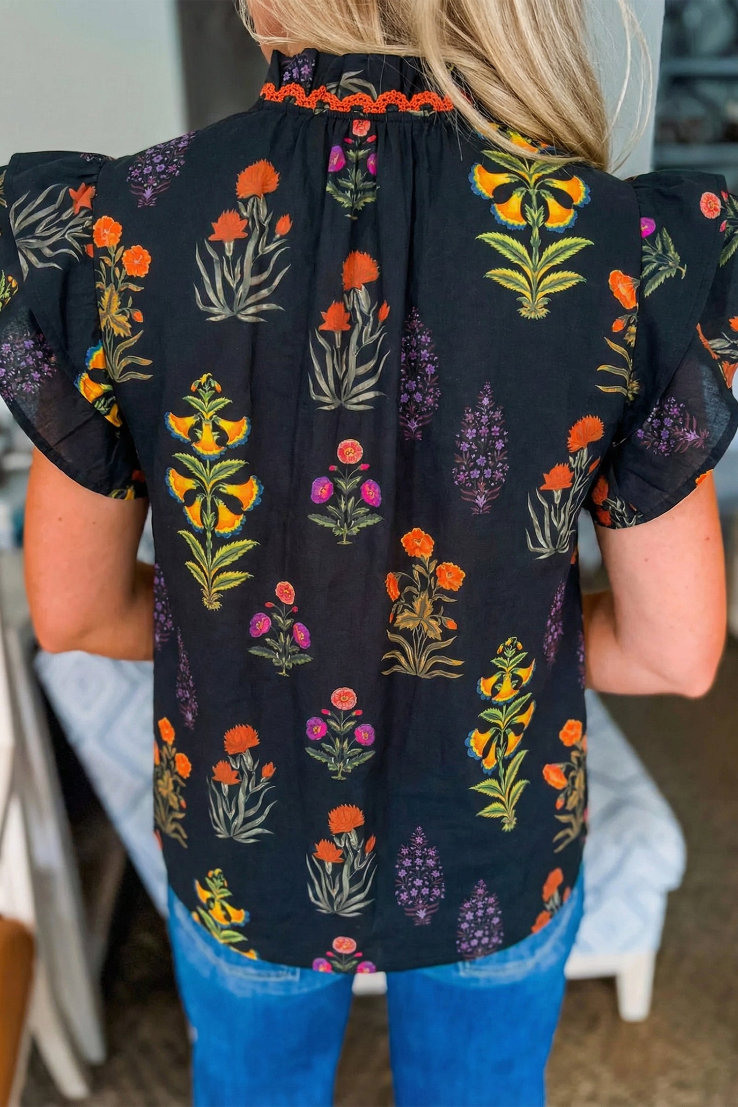 Garden Splash Floral Print Top