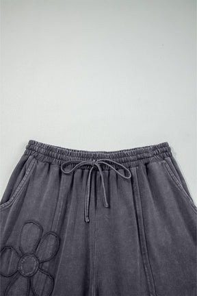 Boho Blooms Gray Flower Patch Mineral Washed Pants