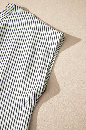 Country Charm Black Stripe Frilled Detail Dress