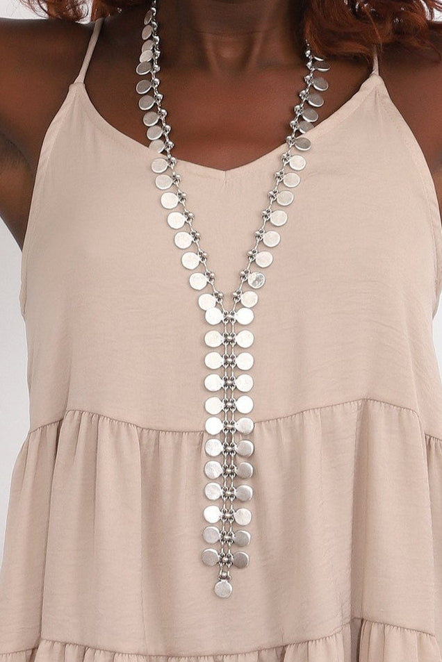 Multi Disk Y Necklace - N027SI