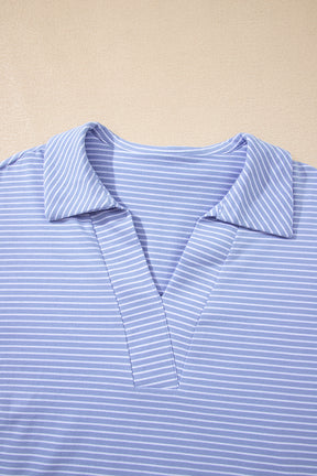 Let's Do This Sky Blue Stripe Top And Shorts Set