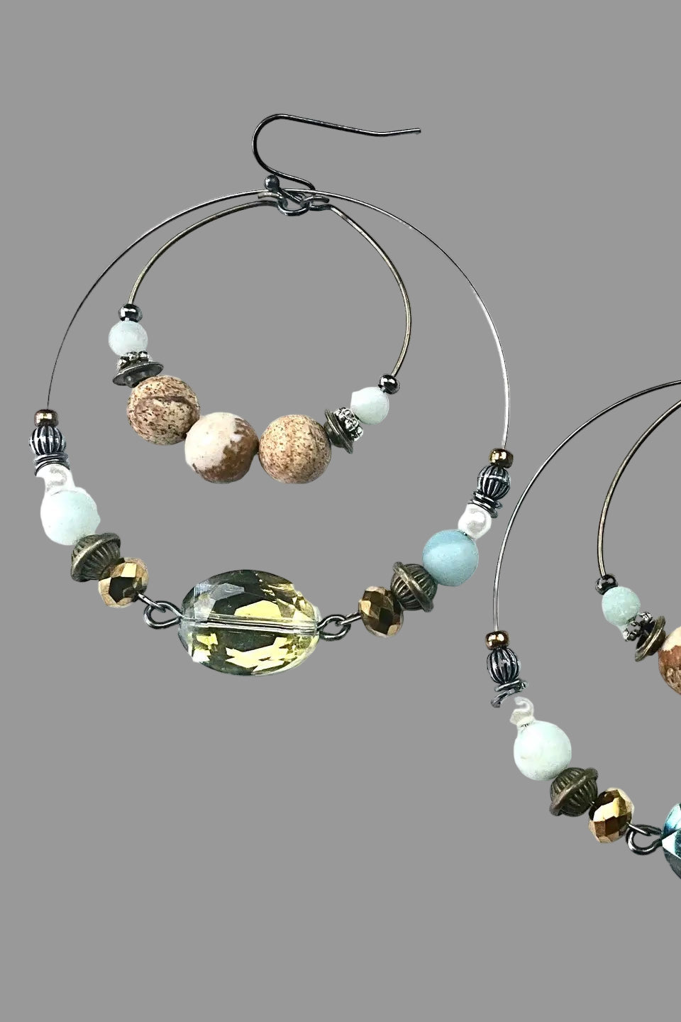 Beaded Double Hoop Earring - E012MU
