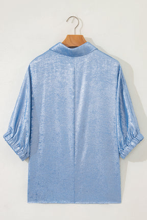 All The Sparkles Blue Metallic Top