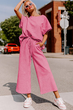 Set Things In Motion Pink Top and Drawstring Pants Set