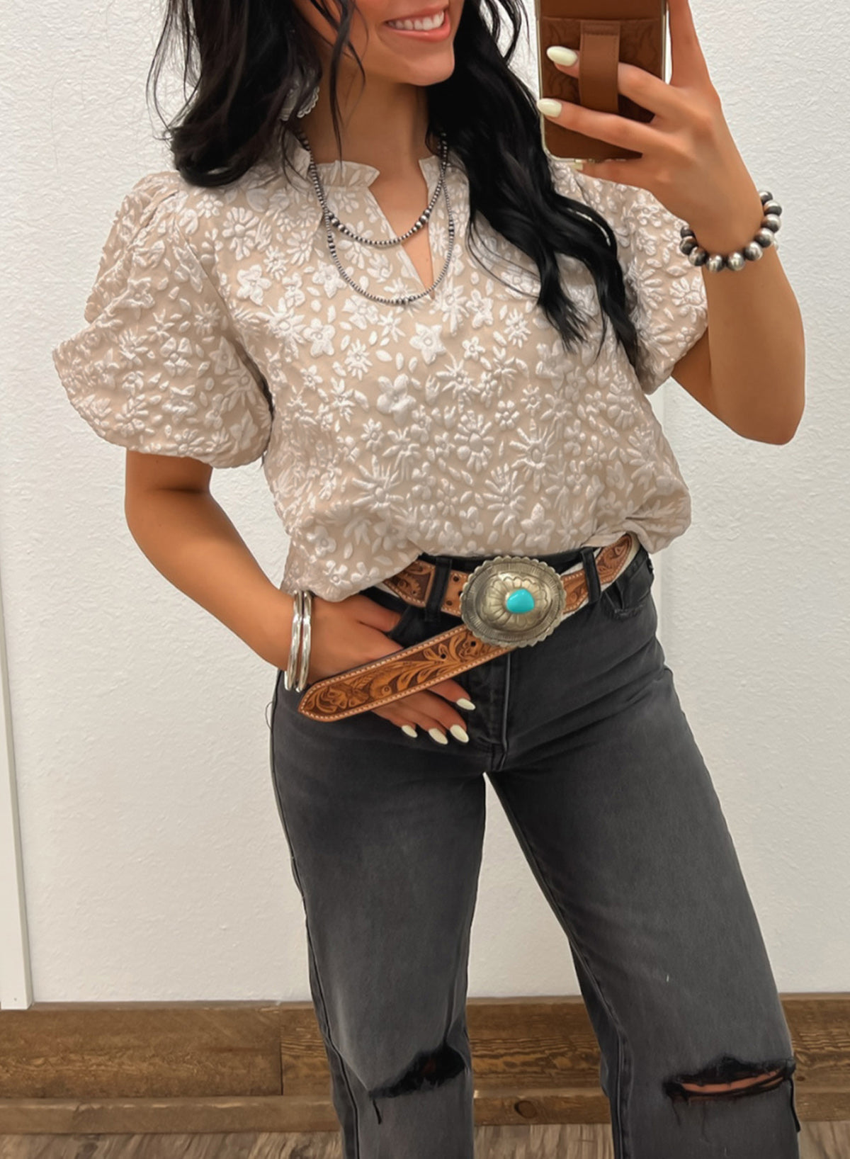 Cute Happens Floral Textured Top (2 Colors)