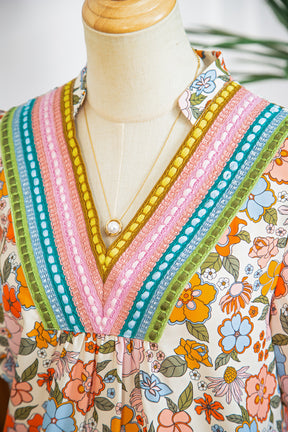 Sunshine Blooms Puff Sleeve Boho Flower Top