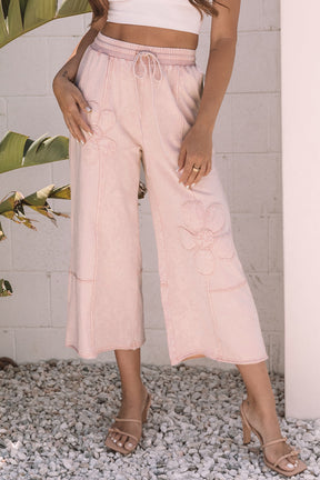Boho Blooms Pink Flower Patch Mineral Washed Pants