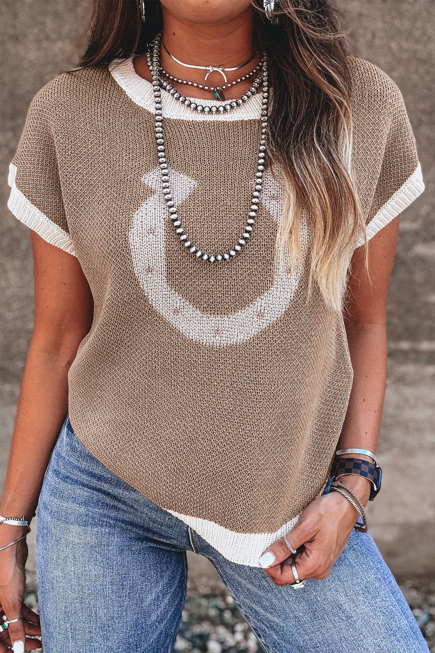 I'm The Lucky One Horse Shoe Pattern Sweater