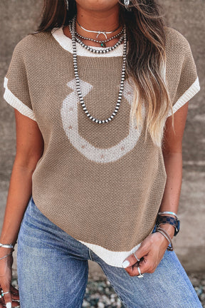 I'm The Lucky One Horse Shoe Pattern Sweater