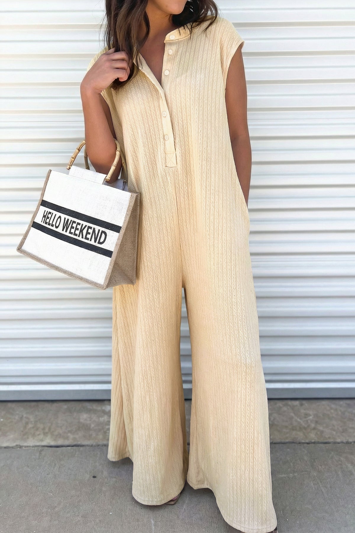 Strut Your Stuff Ribbed Knit Wide Leg Jumpsuit