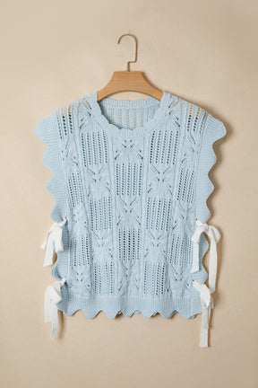 How About That Beau Blue Knit Bow Top