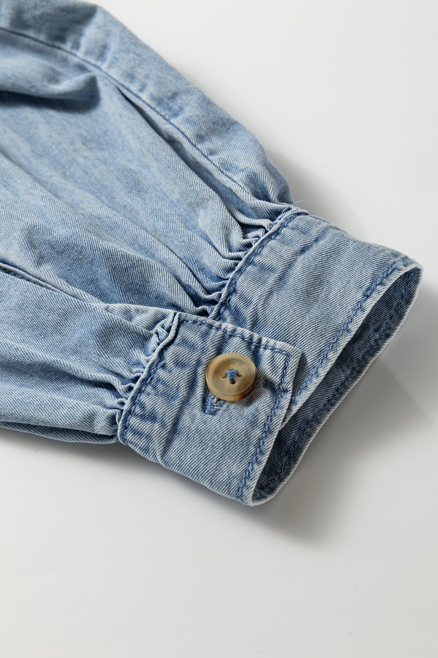 Denim Made Classic Ruffled Collar Denim Top