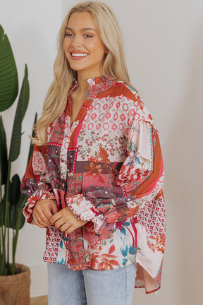 Forever Slaying Boho Patchwork Red Top - T11051RD