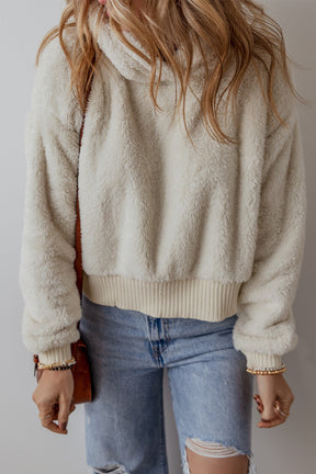 Warm And Fuzzy Ribbed Edge Plush Hoodie