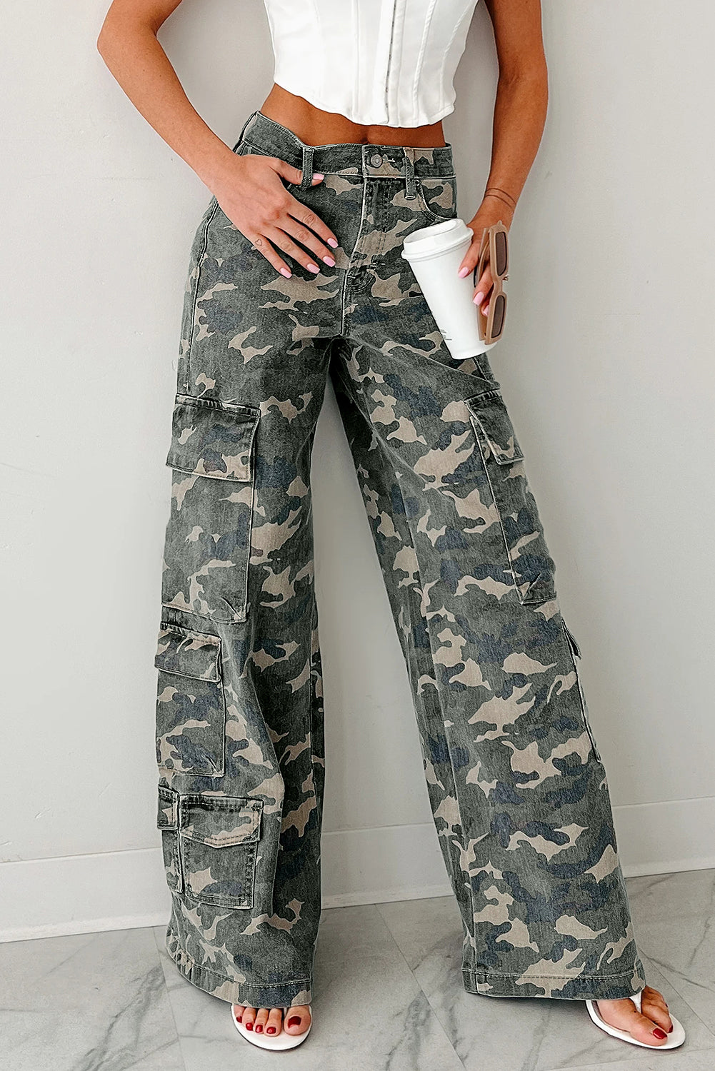 Catch Me If You Can Camo Cargo Wide Leg Pants