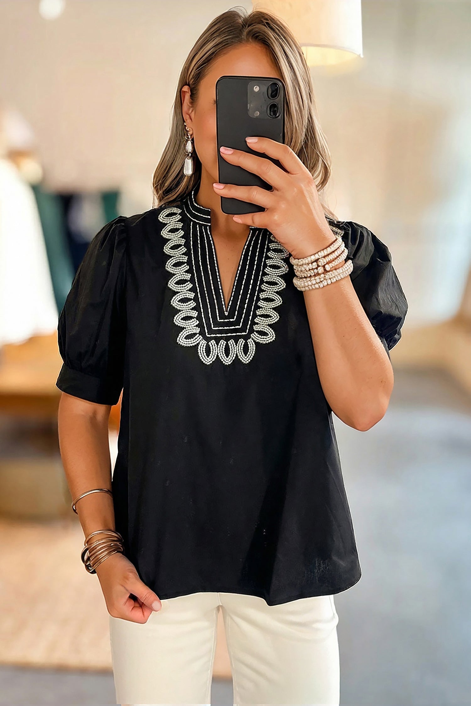 Chic On Repeat Embroidered Detail Top